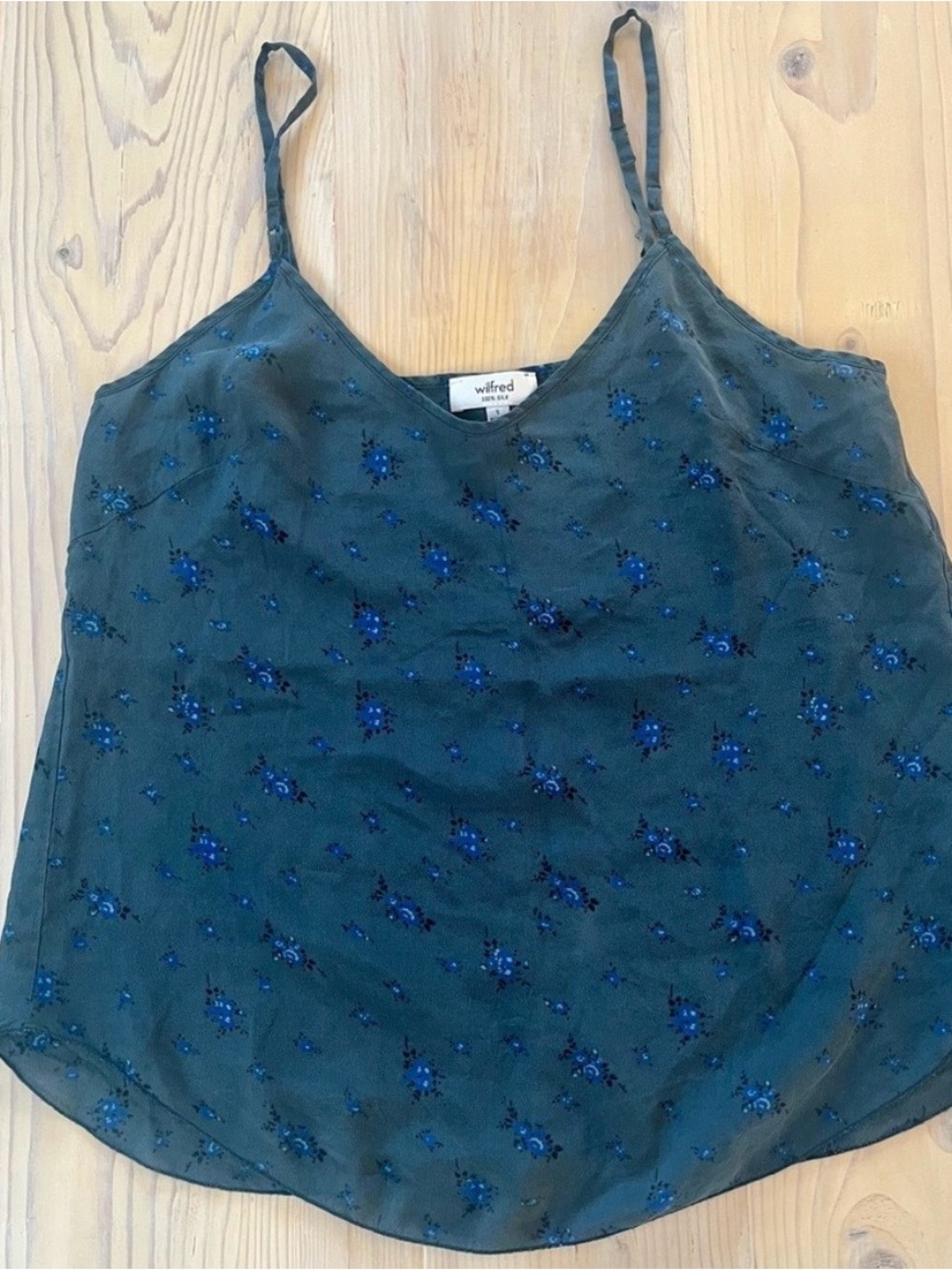 Wilfred 100% Silk Dark Teal Floral Camisole - Picture 5 of 16